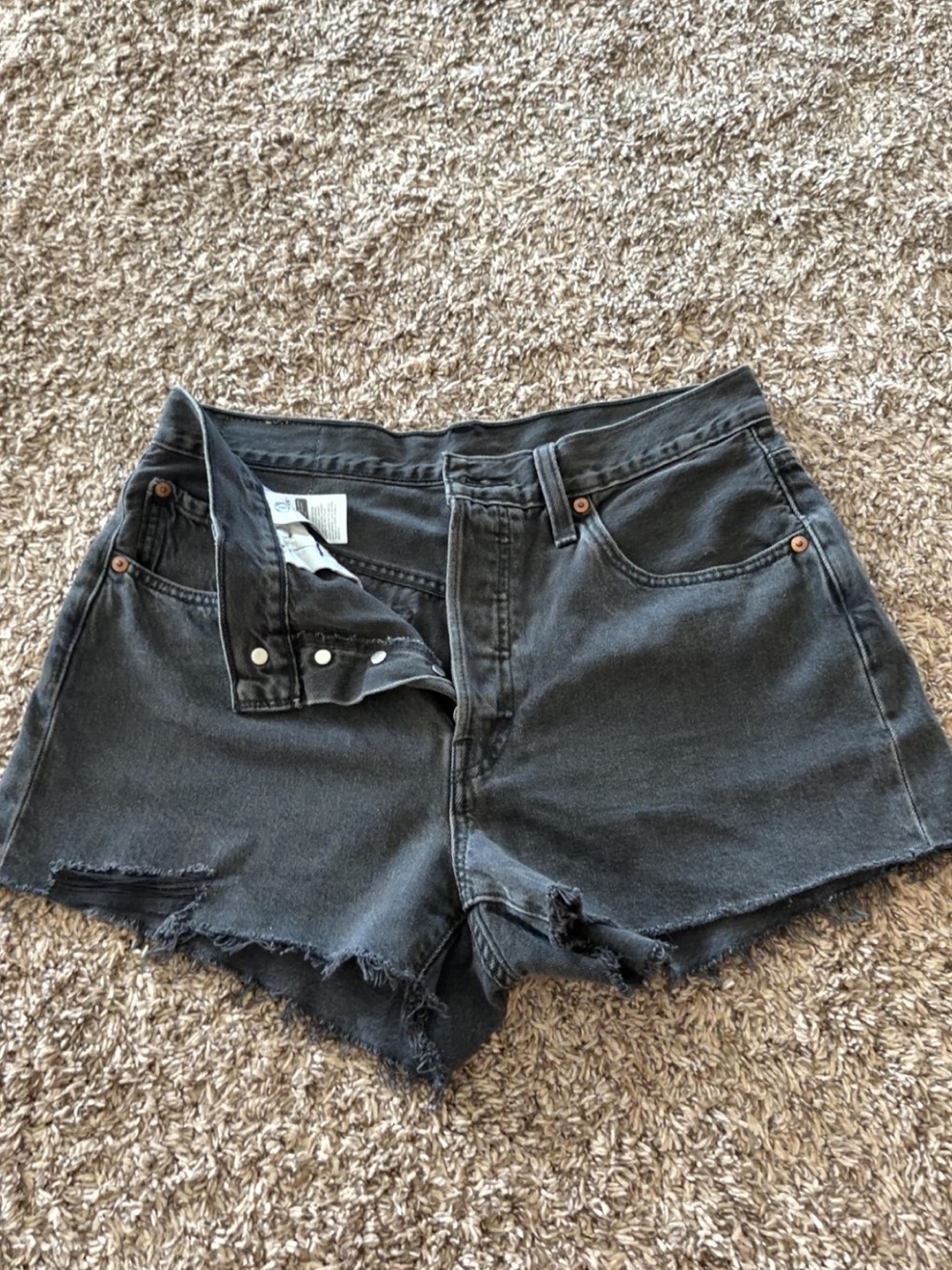 Levi's Black Distressed Denim Cutoff Shorts